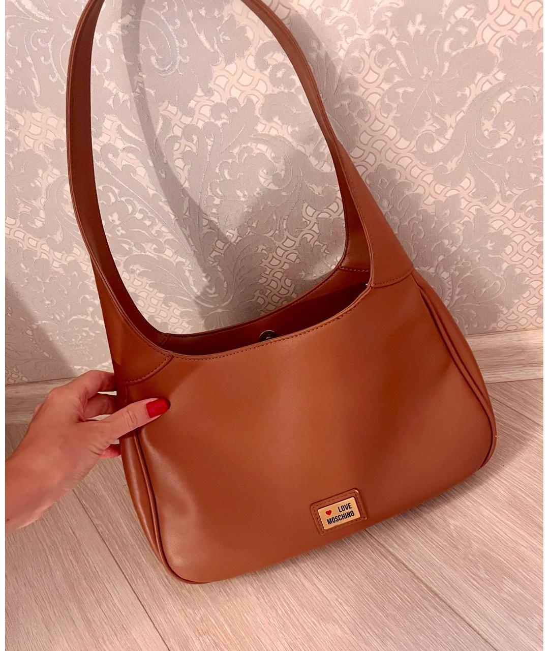 LOVE MOSCHINO Коричневая сумка с короткими ручками из искусственной кожи, фото 6