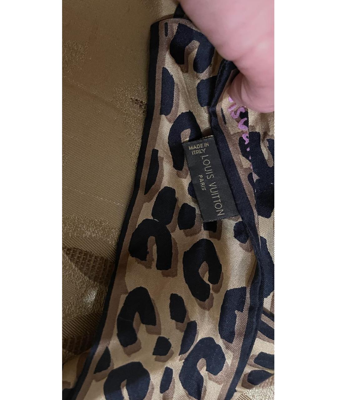 LOUIS VUITTON Коричневый шелковый платок, фото 2