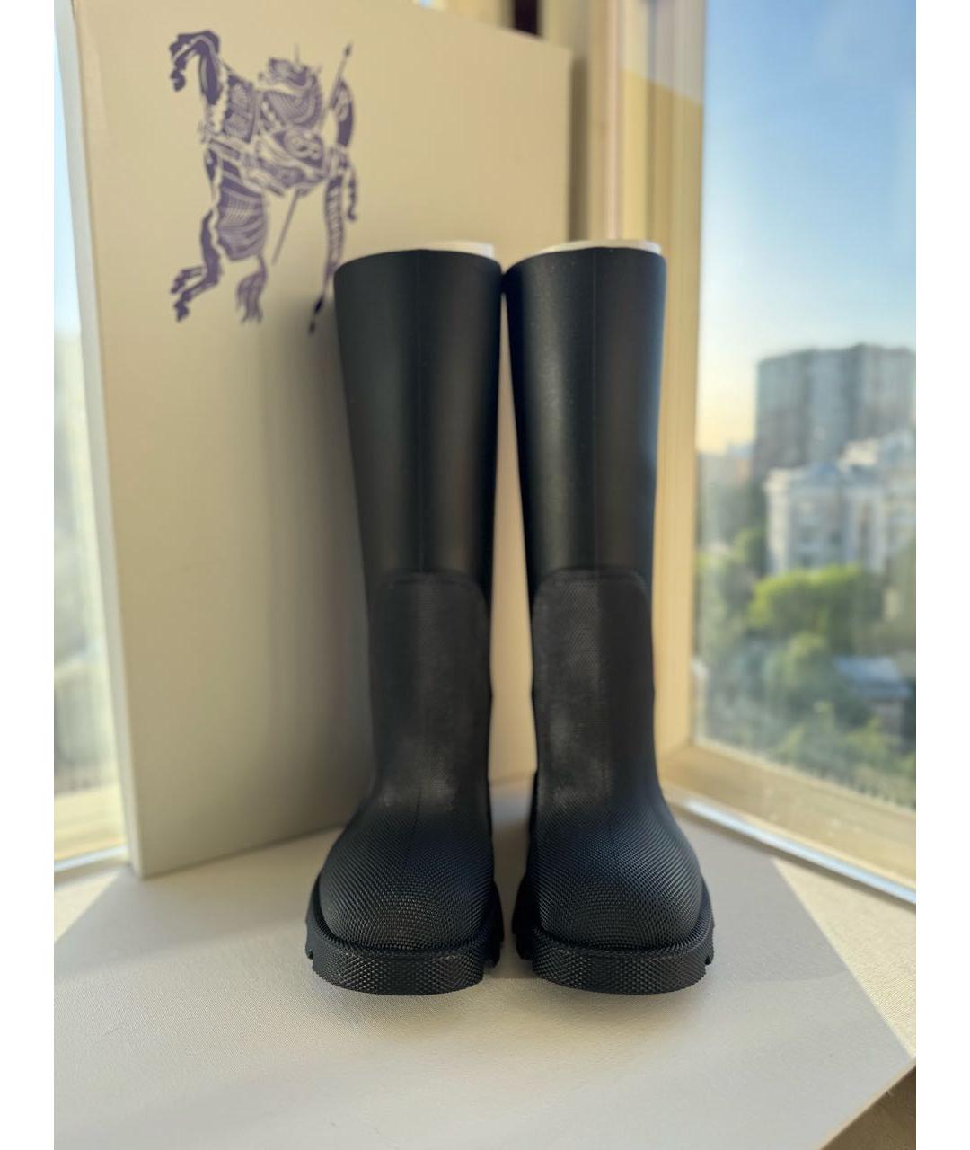 BURBERRY Черные резиновые сапоги, фото 3