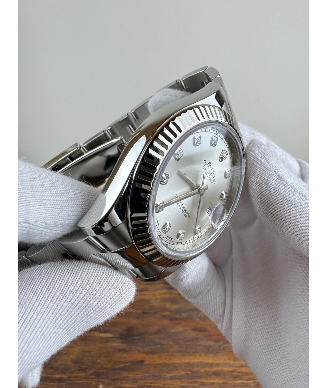 ROLEX Серые часы из белого золота, фото 4