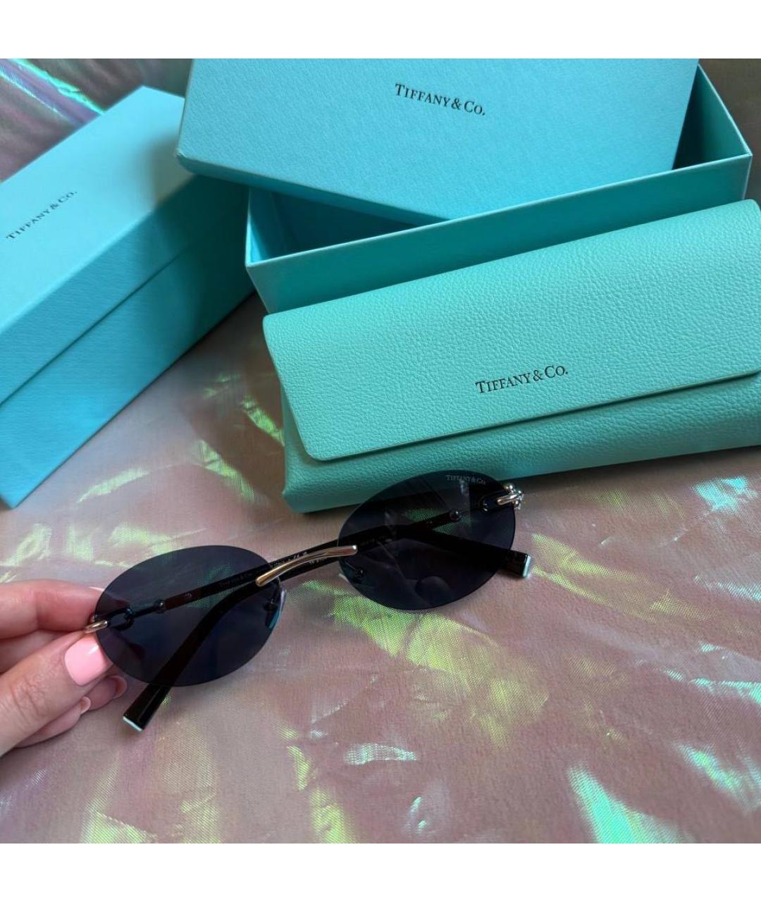 TIFFANY&CO Темно-синие металлические солнцезащитные очки, фото 3