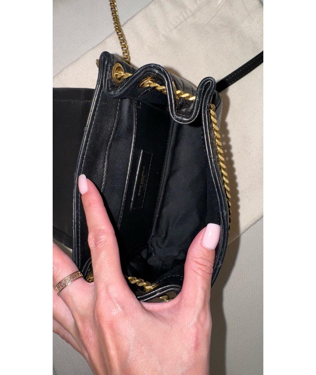 SAINT LAURENT Черная кожаная сумка через плечо, фото 8