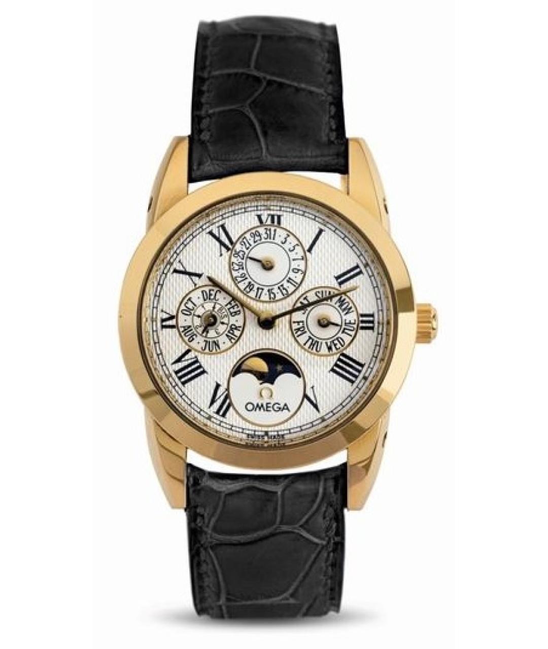 OMEGA Белые часы из желтого золота, фото 8