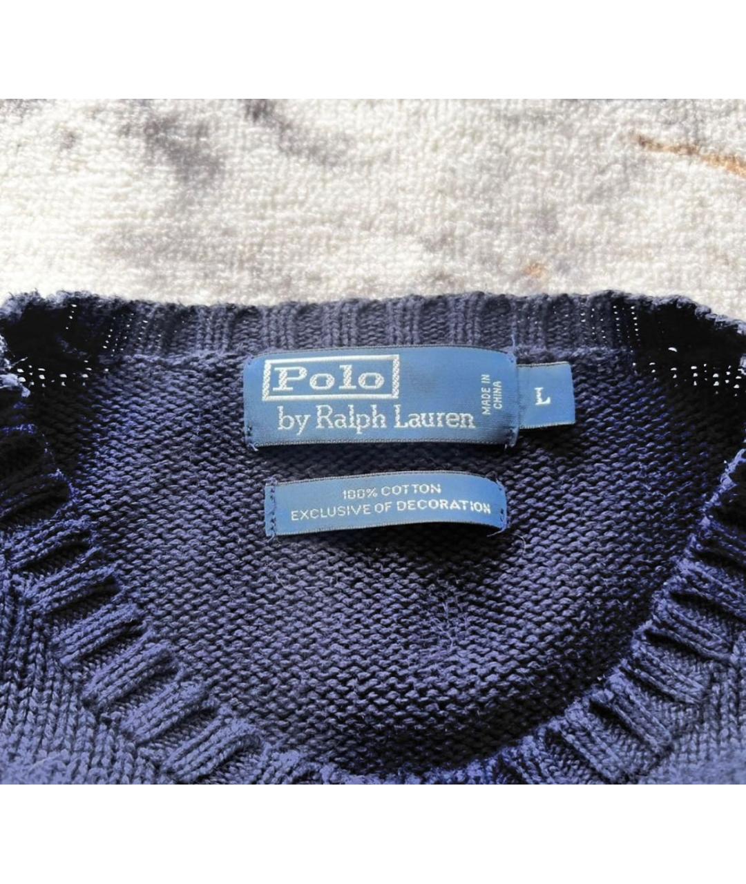 POLO RALPH LAUREN Темно-синий хлопковый джемпер / свитер, фото 2