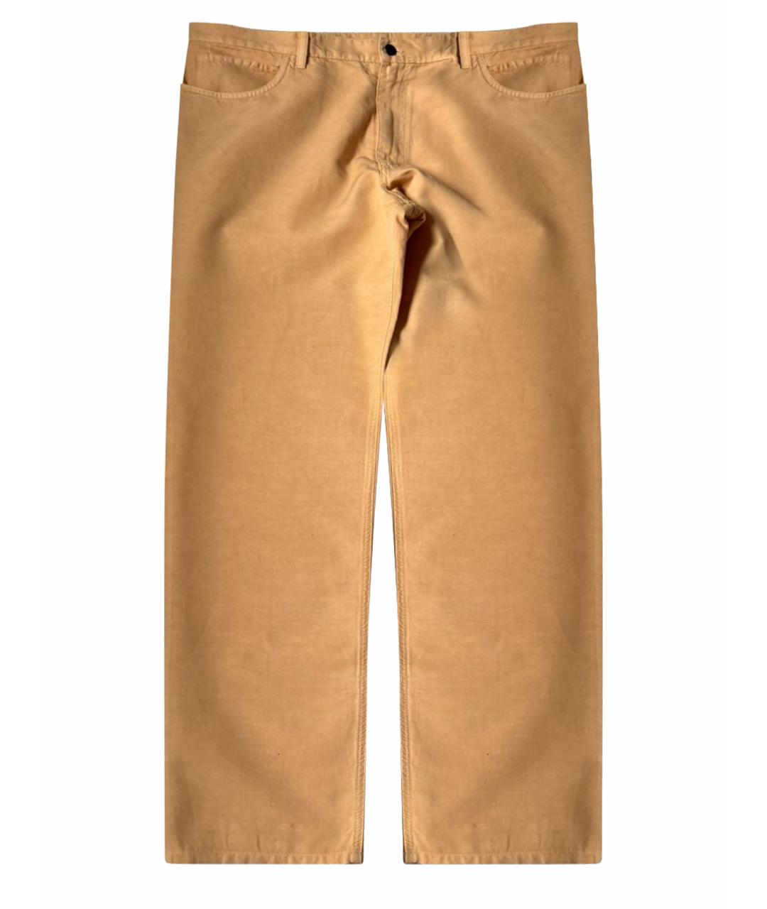 LORO PIANA Горчичные льняные повседневные брюки, фото 1