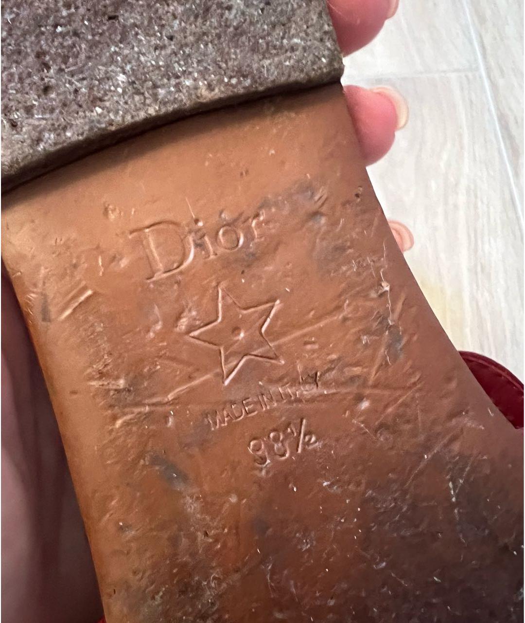 CHRISTIAN DIOR Бордовые шлепанцы из экзотической кожи, фото 6