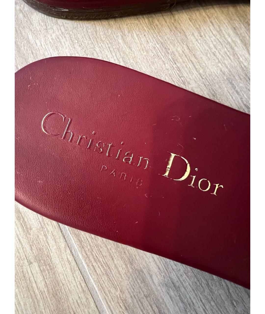 CHRISTIAN DIOR Бордовые шлепанцы из экзотической кожи, фото 3
