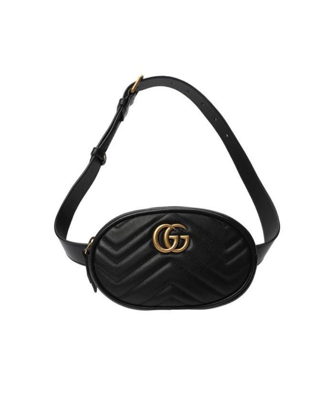 GUCCI Черная кожаная поясная сумка, фото 1