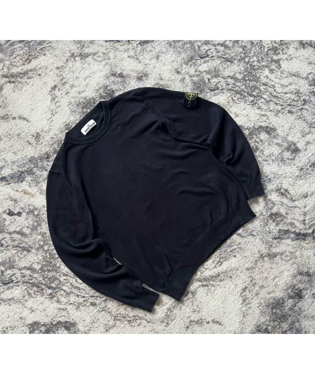 STONE ISLAND Темно-синий хлопковый джемпер / свитер, фото 4