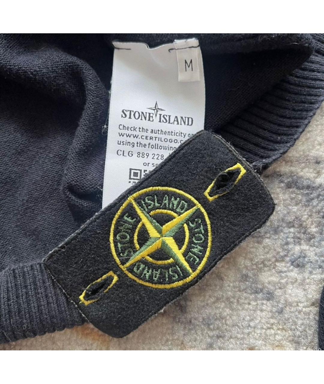 STONE ISLAND Темно-синий хлопковый джемпер / свитер, фото 2