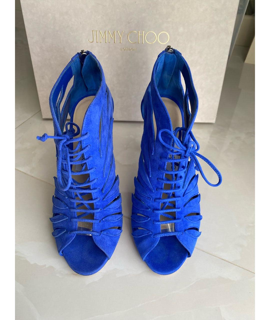 JIMMY CHOO Синие замшевые босоножки, фото 2