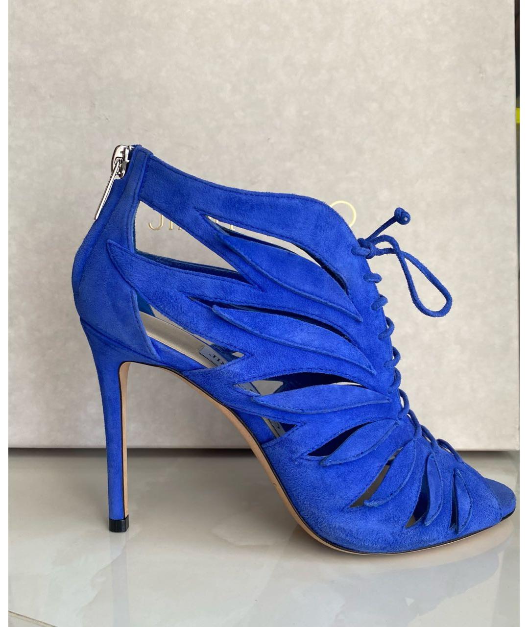 JIMMY CHOO Синие замшевые босоножки, фото 5
