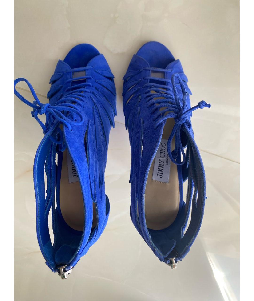 JIMMY CHOO Синие замшевые босоножки, фото 3