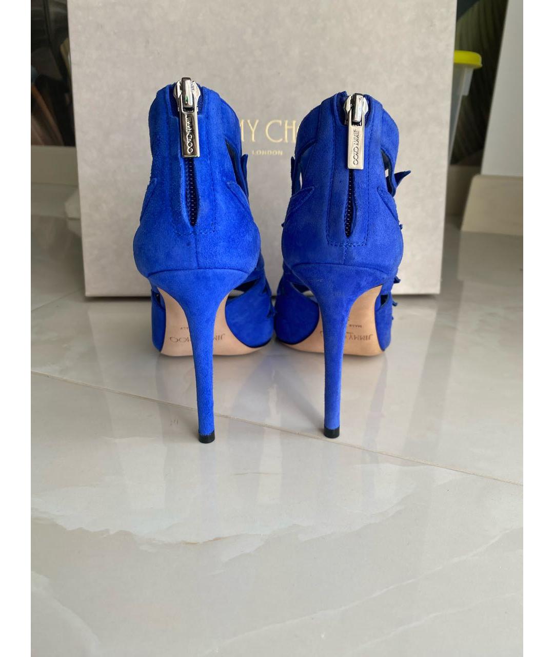 JIMMY CHOO Синие замшевые босоножки, фото 4