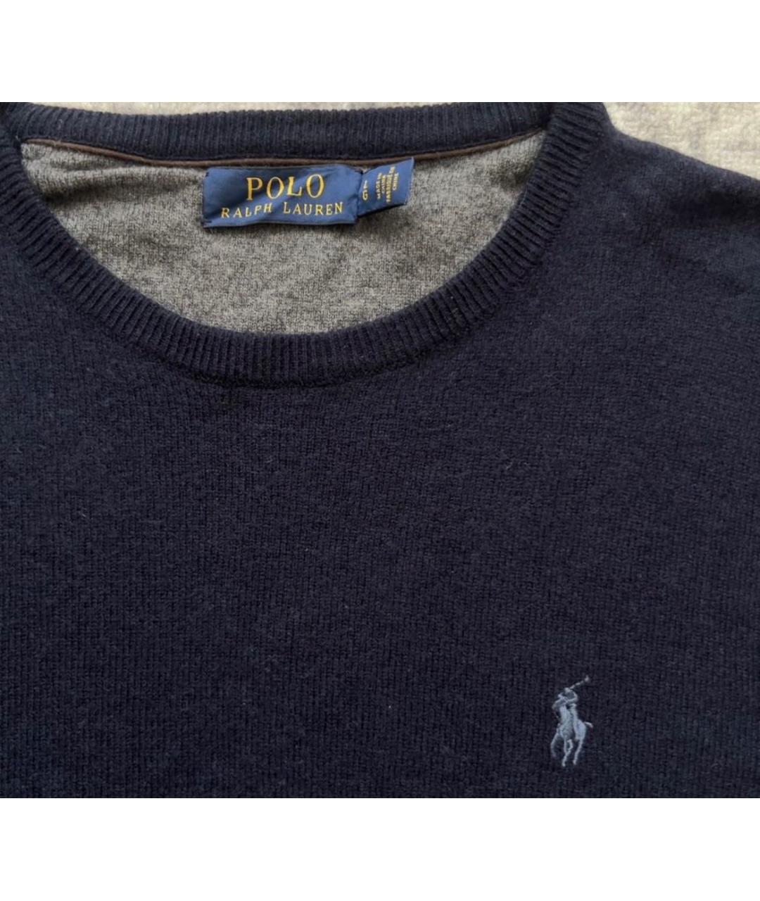 POLO RALPH LAUREN Темно-синий шерстяной джемпер / свитер, фото 2