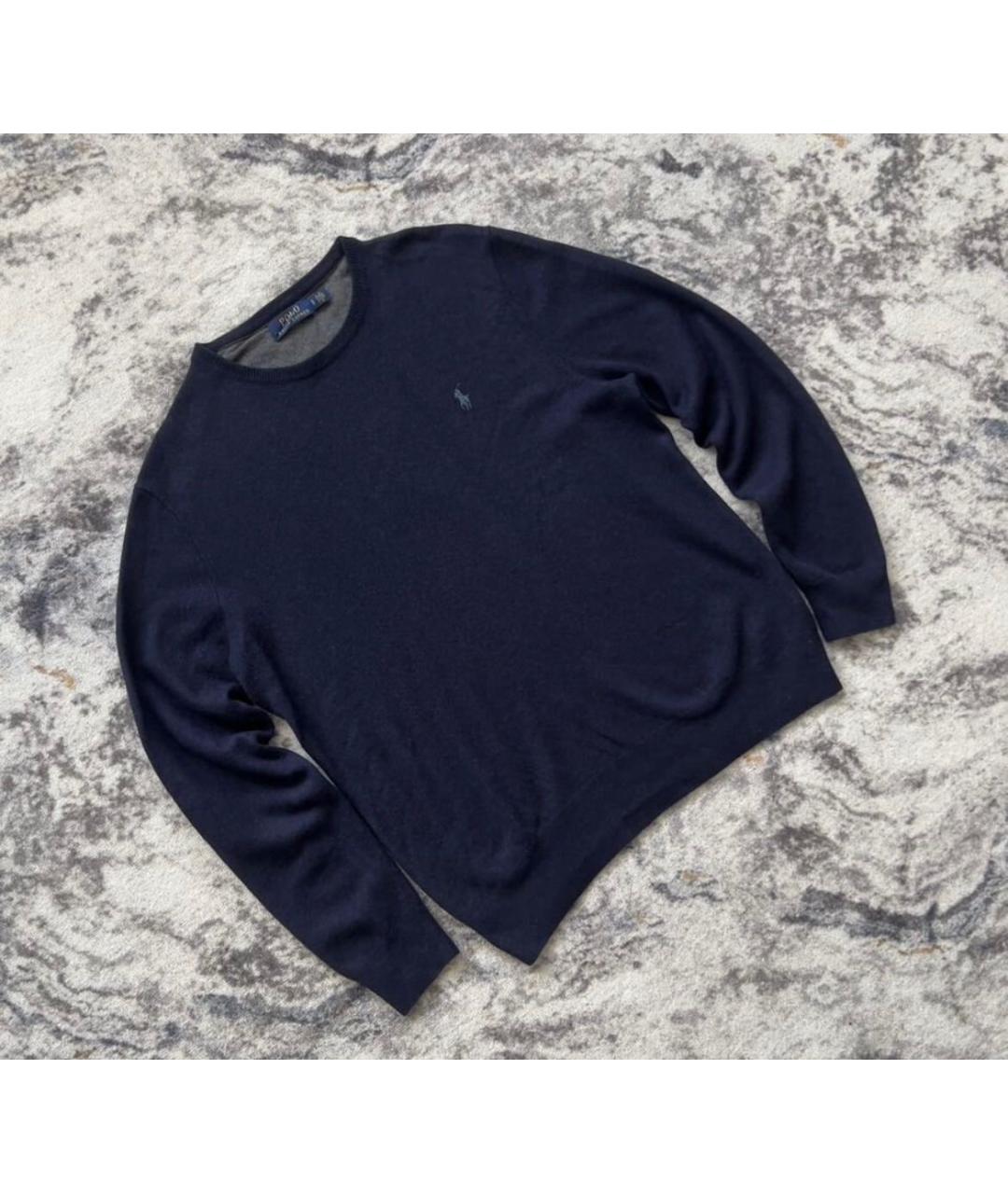POLO RALPH LAUREN Темно-синий шерстяной джемпер / свитер, фото 4