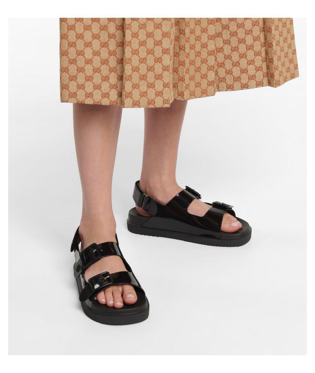 GUCCI Черные резиновые сандалии, фото 3