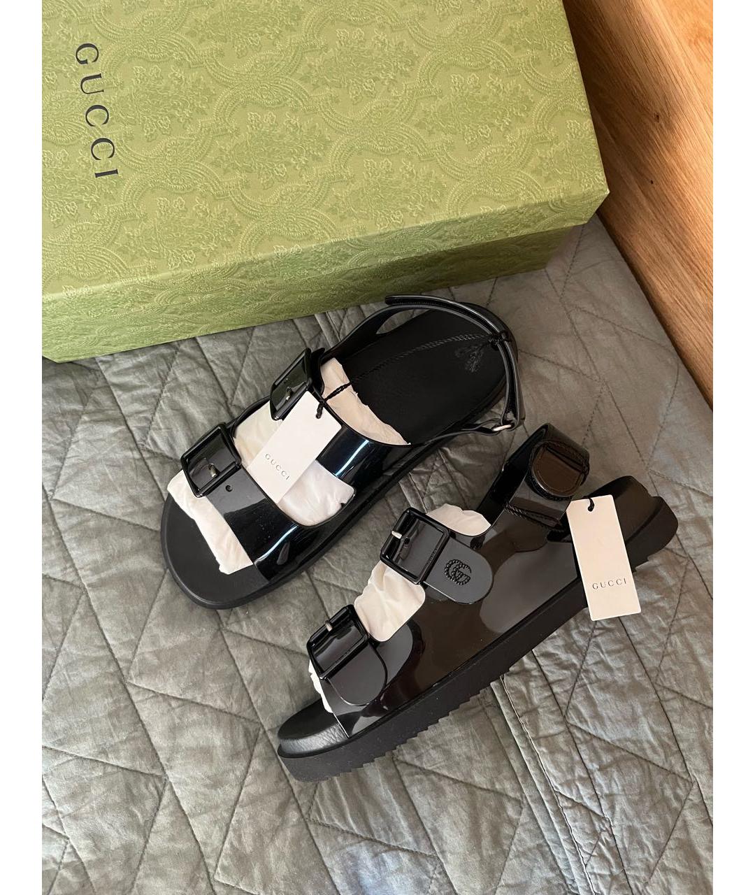 GUCCI Черные резиновые сандалии, фото 4