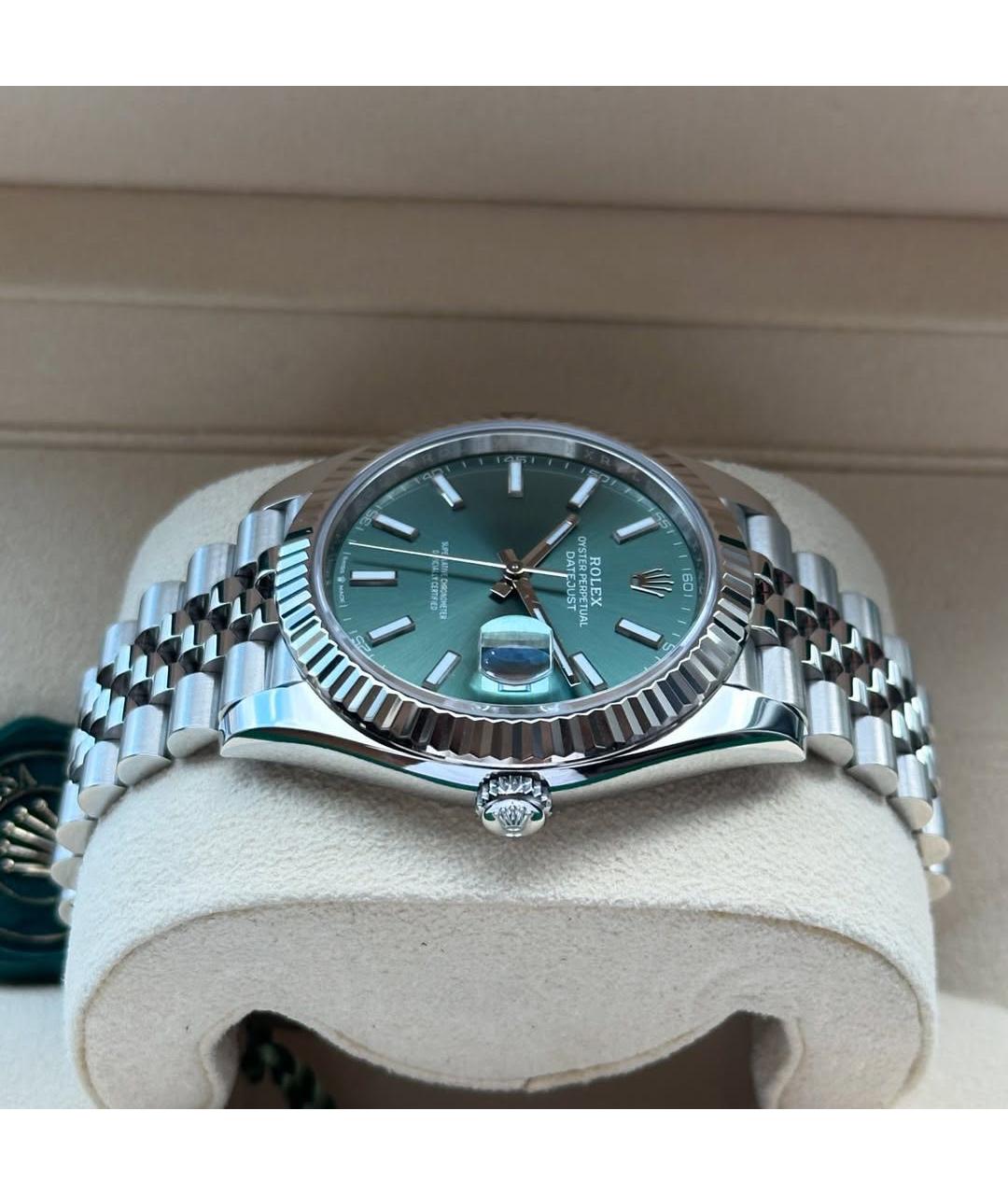 ROLEX Зеленые часы из белого золота, фото 5