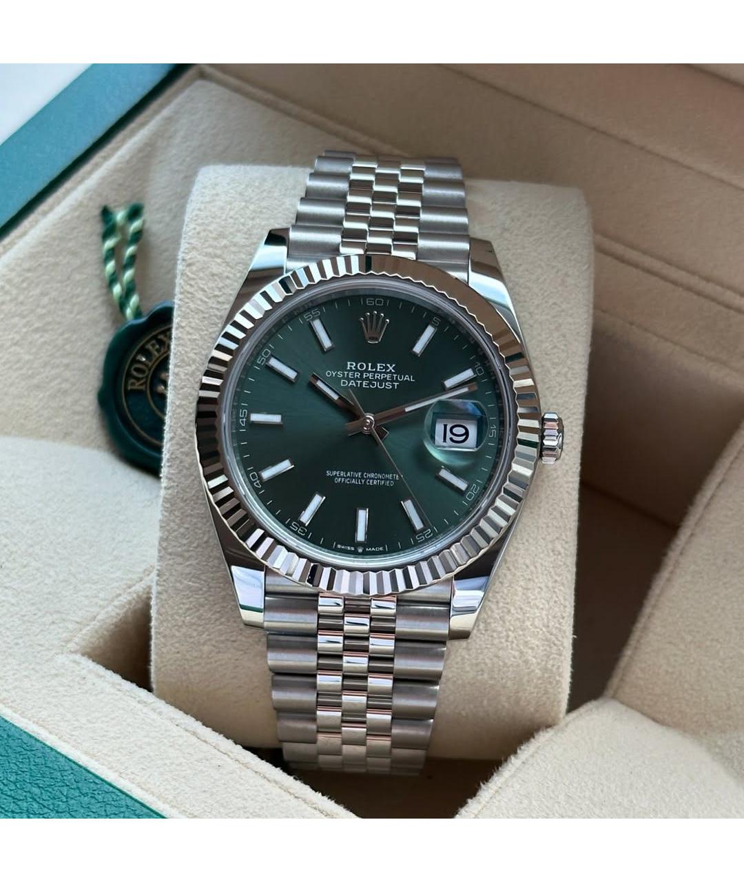 ROLEX Зеленые часы из белого золота, фото 3