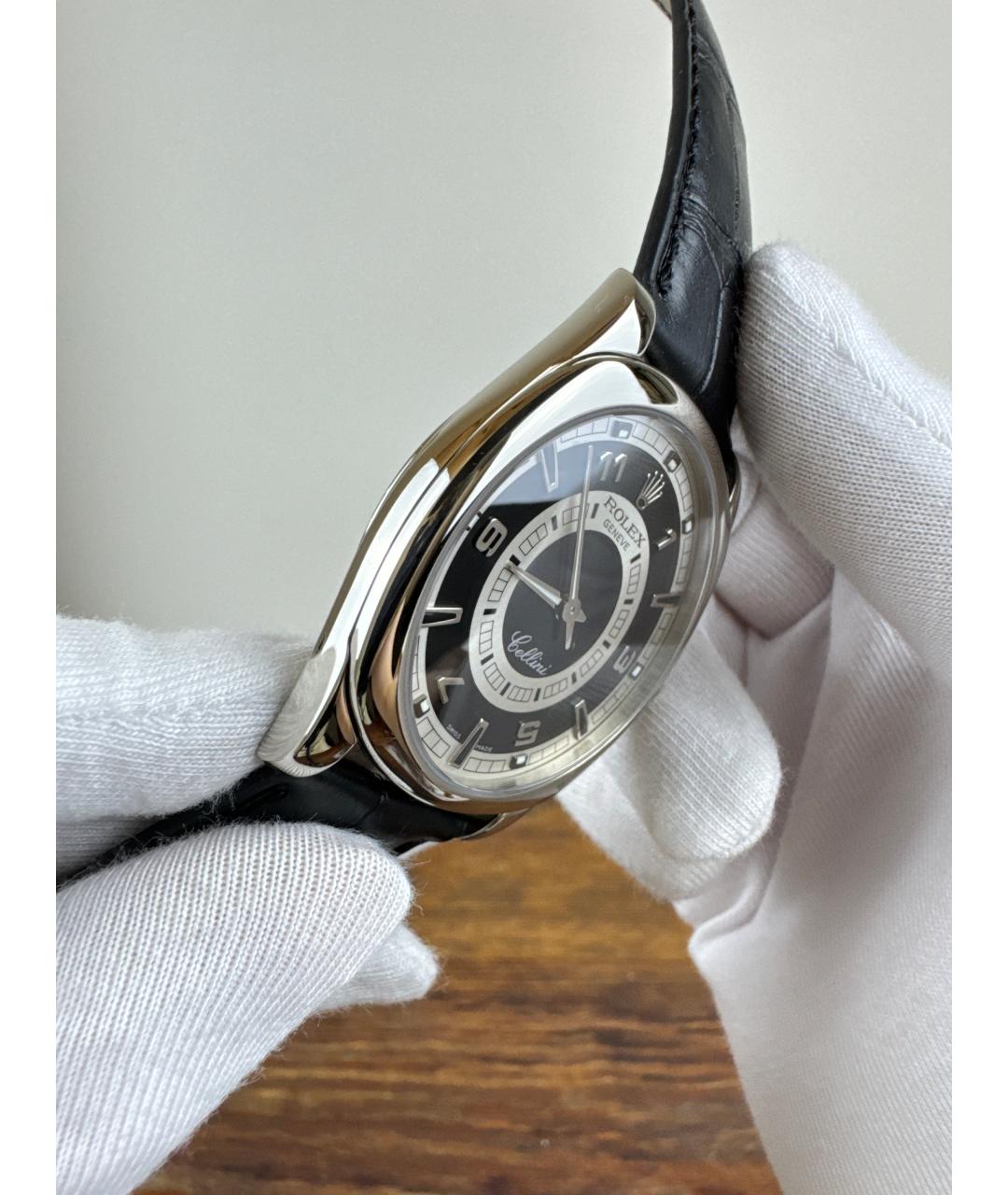 ROLEX Черные часы из белого золота, фото 4