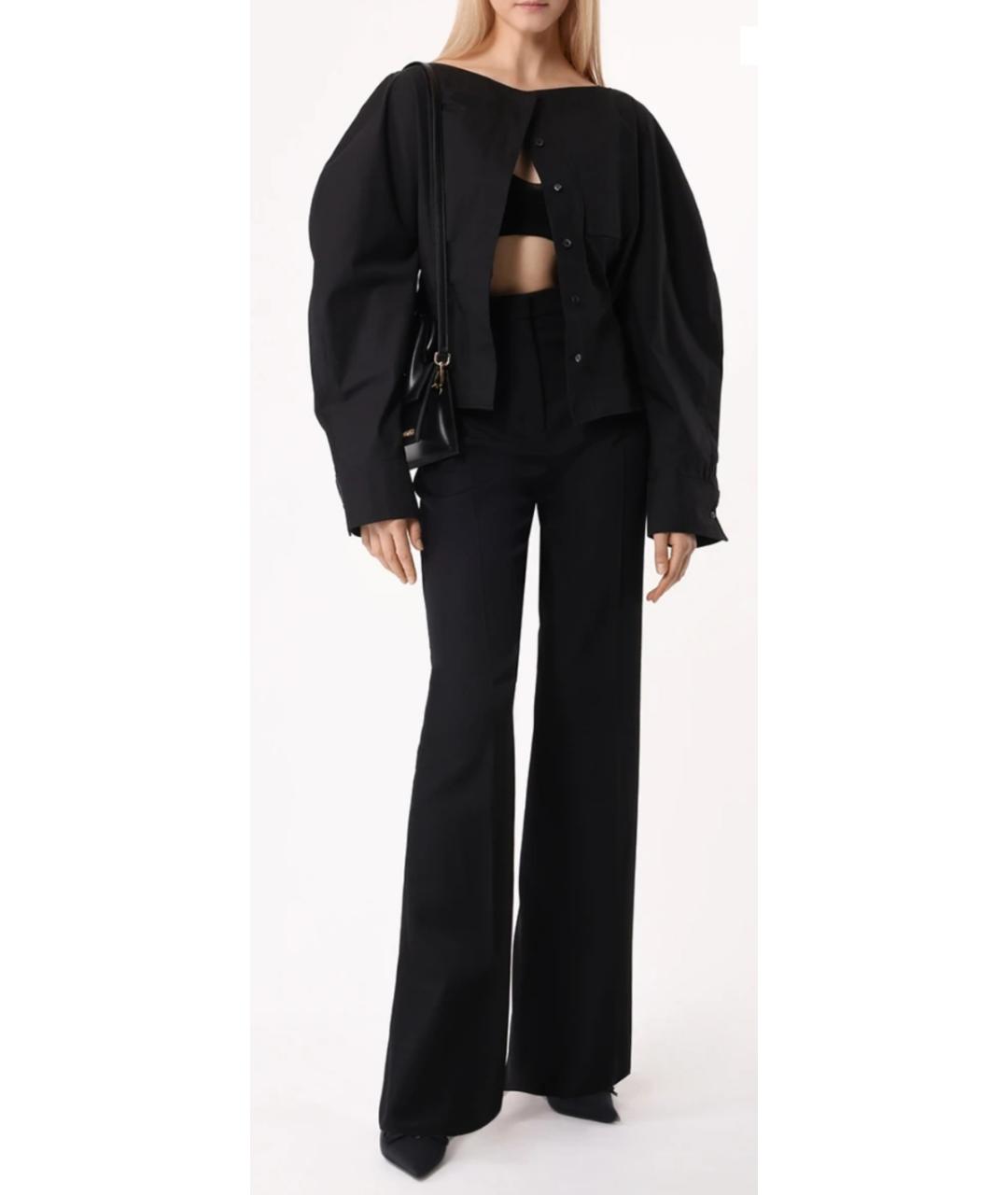 JACQUEMUS Черные шерстяные прямые брюки, фото 4