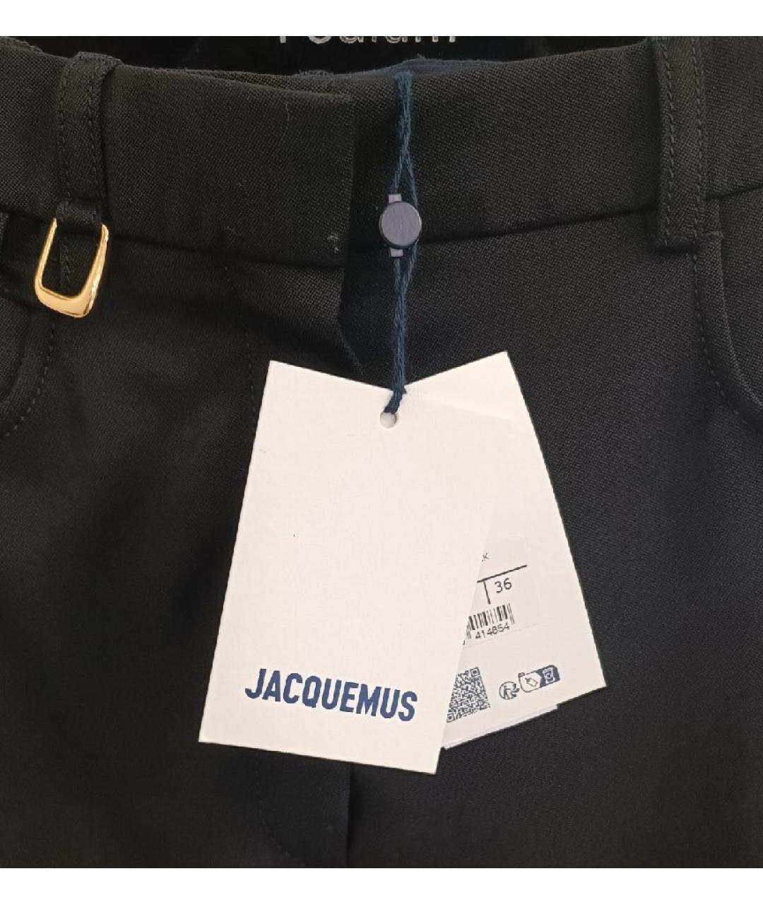 JACQUEMUS Черные шерстяные прямые брюки, фото 3