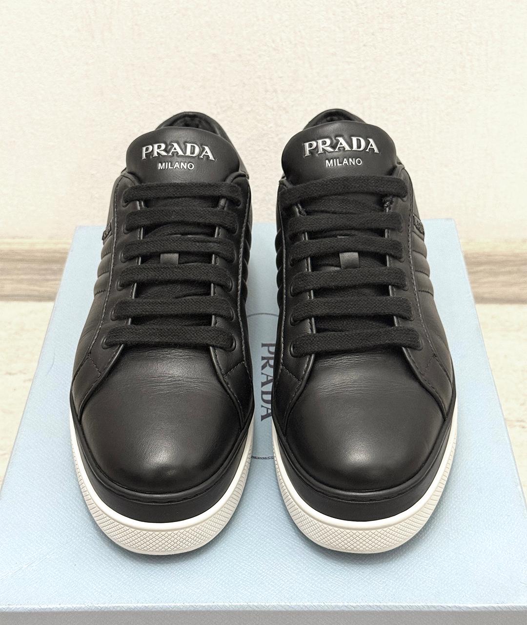 PRADA Черные кожаные кеды, фото 5