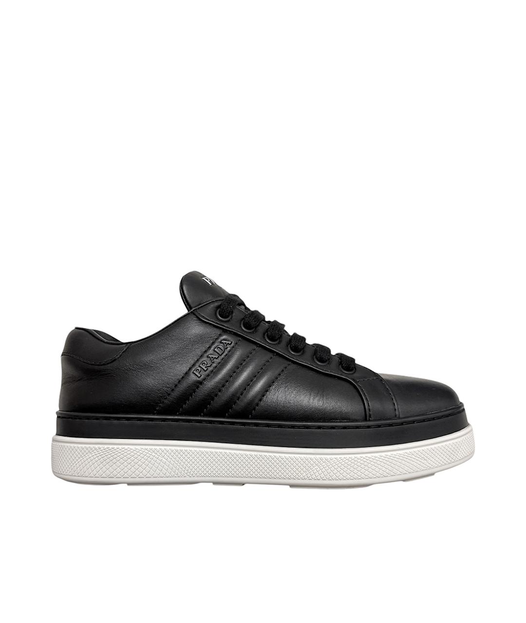 PRADA Черные кожаные кеды, фото 1