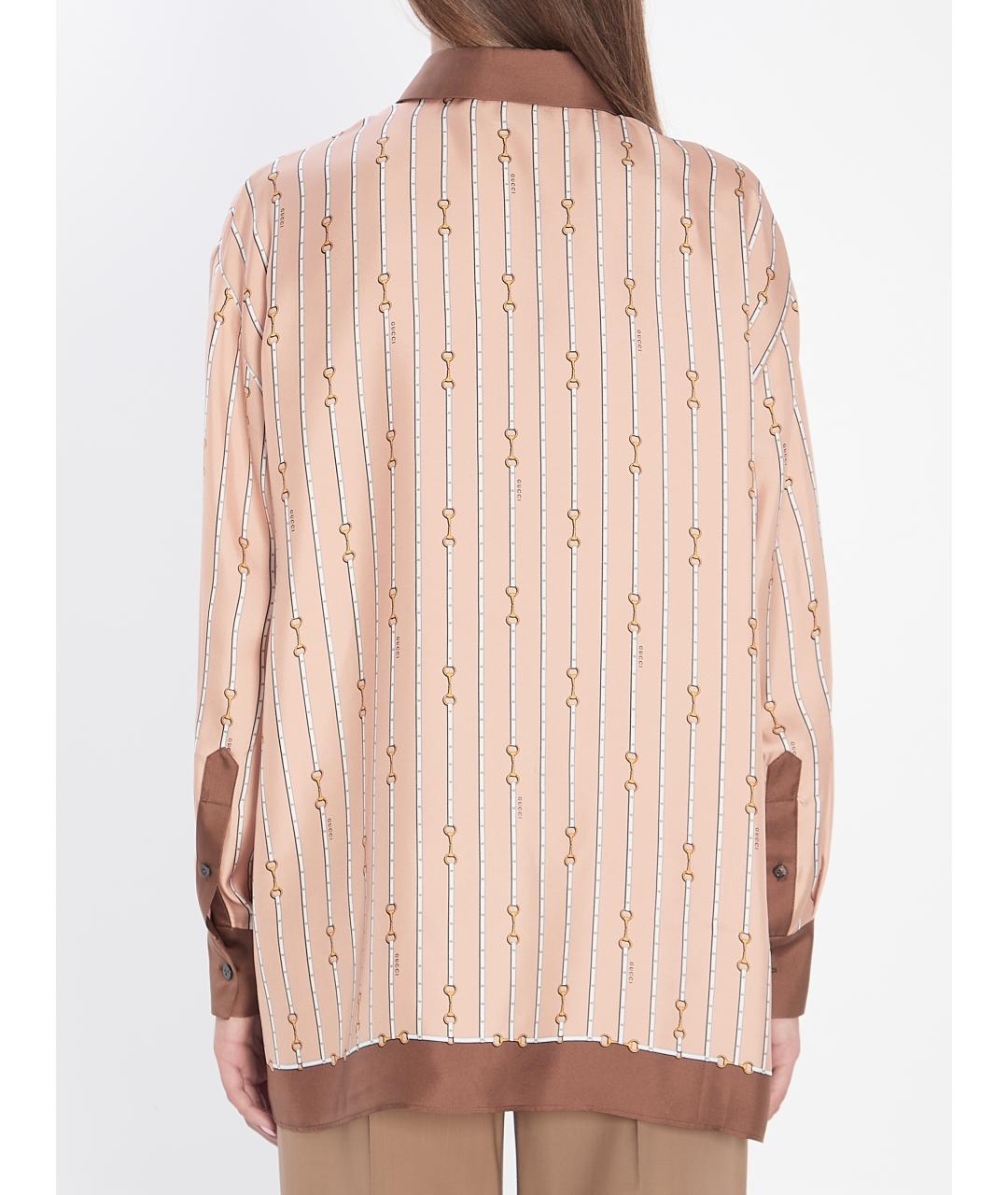 GUCCI Бежевая шелковая рубашка, фото 4