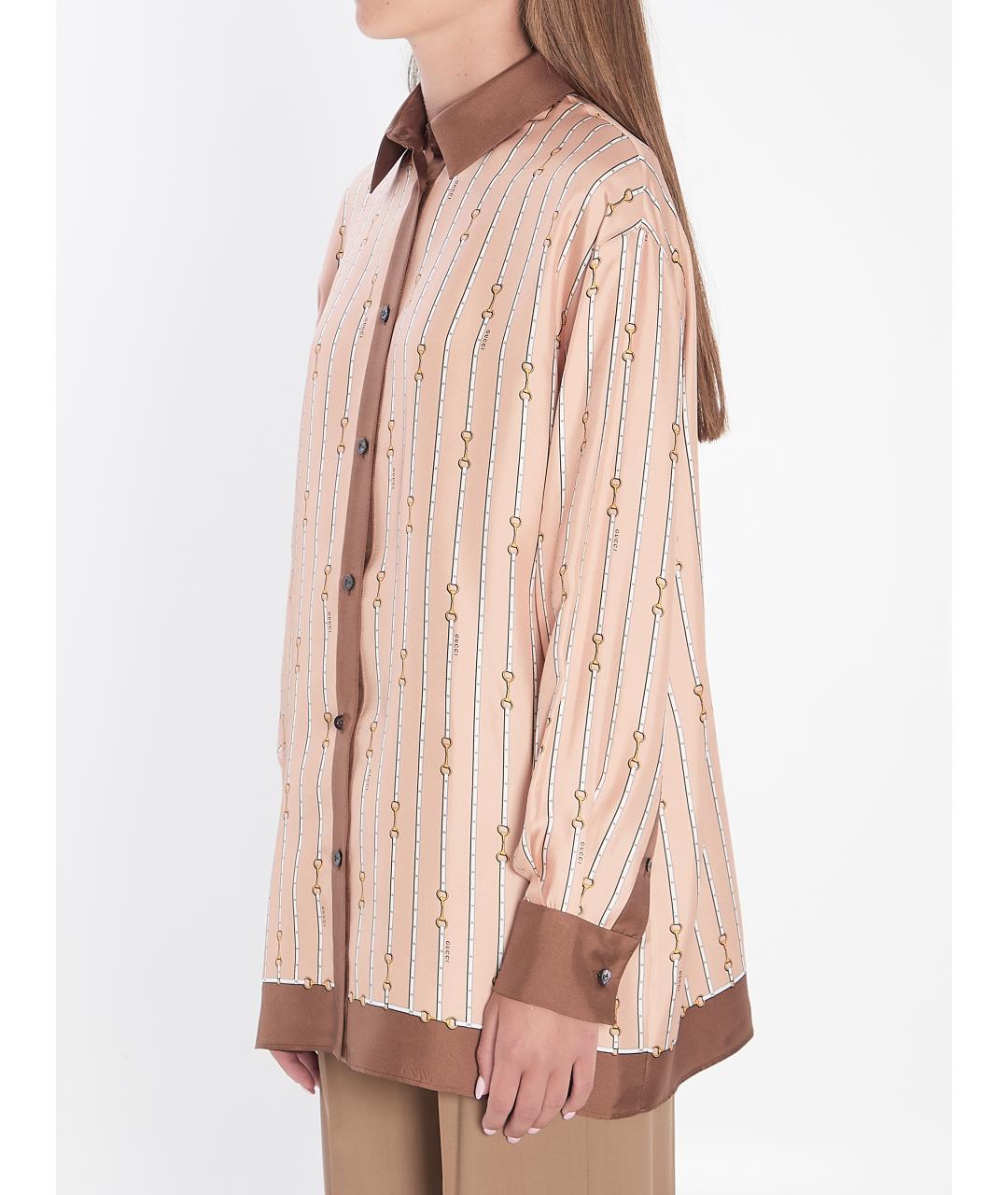GUCCI Бежевая шелковая рубашка, фото 2