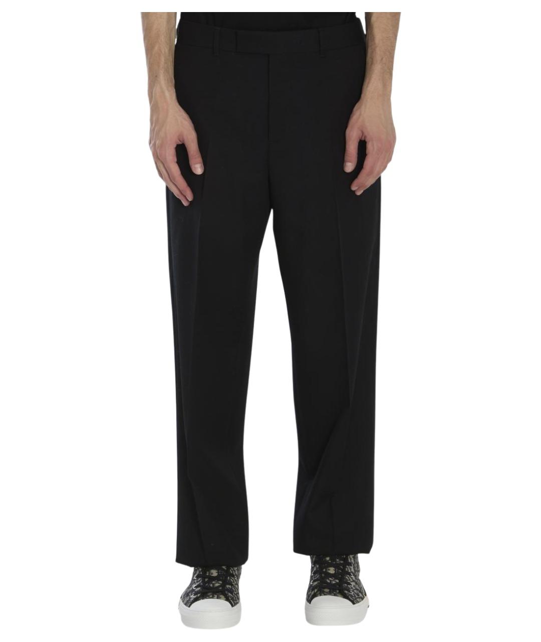 CHRISTIAN DIOR Черные шерстяные повседневные брюки, фото 1