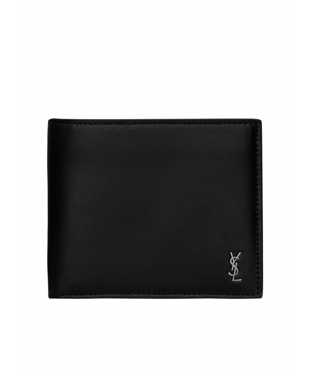 SAINT LAURENT Черный кожаный кошелек, фото 1