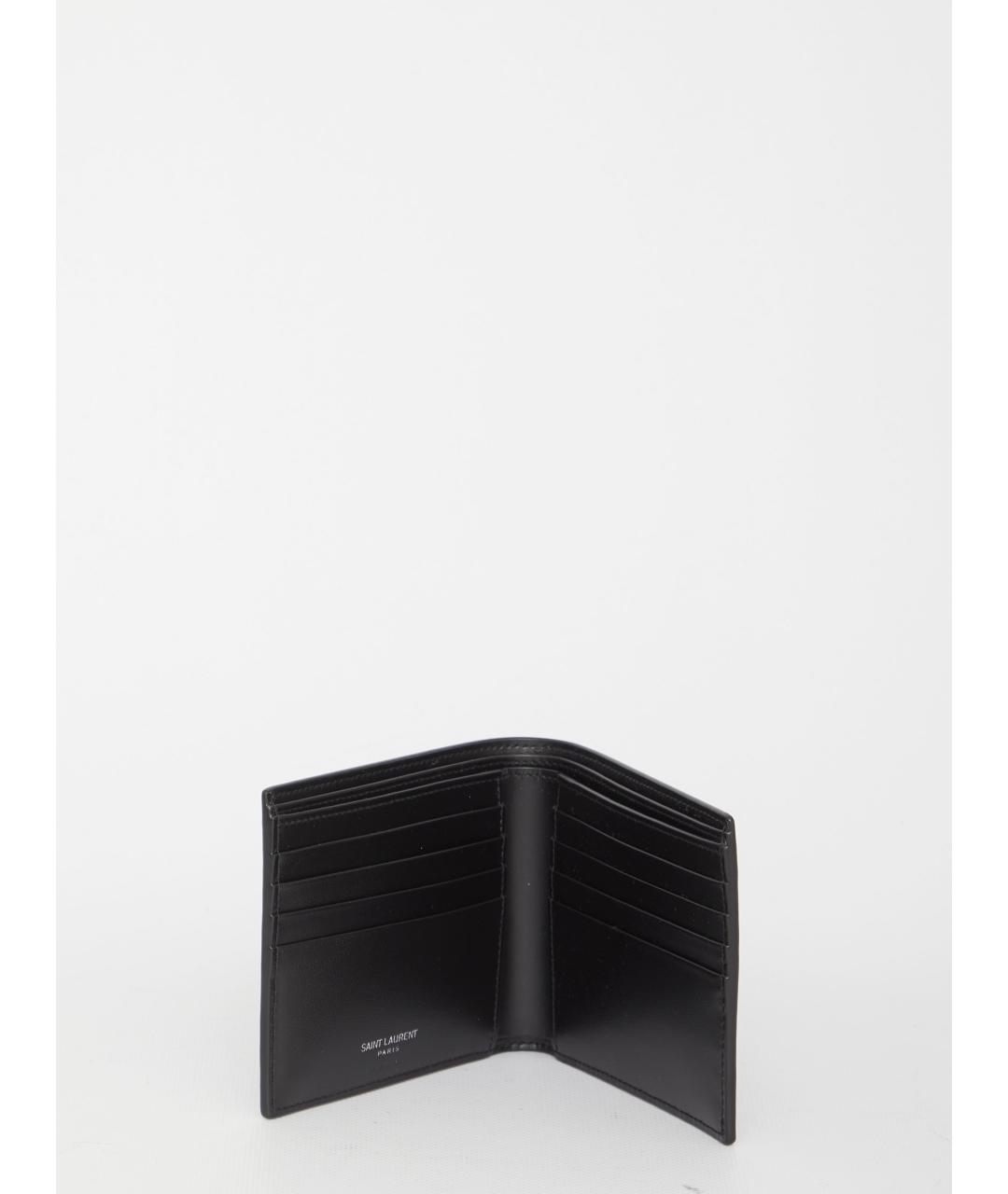 SAINT LAURENT Черный кожаный кошелек, фото 4