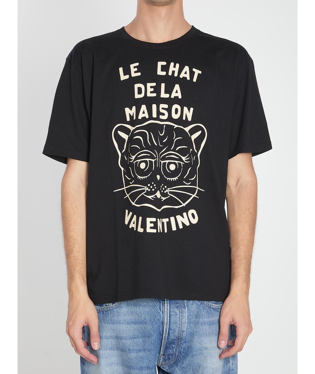 VALENTINO Черная хлопковая футболка, фото 2