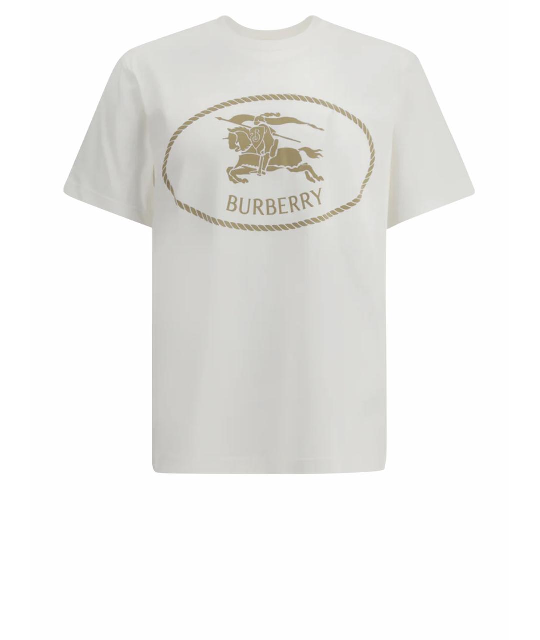 BURBERRY Белая хлопковая футболка, фото 1