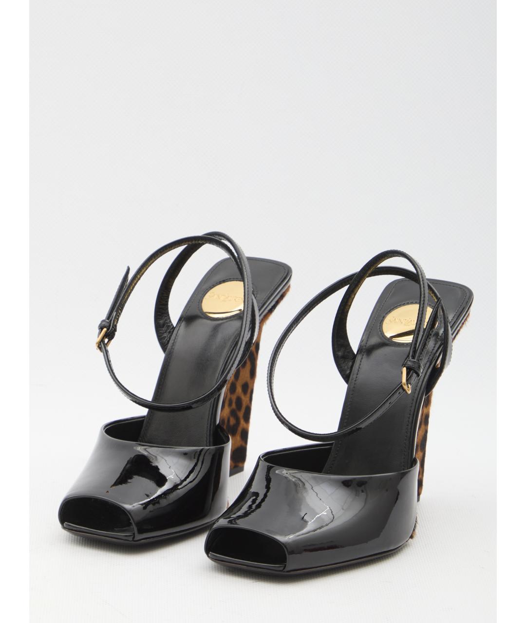 SAINT LAURENT Черные кожаные босоножки, фото 2