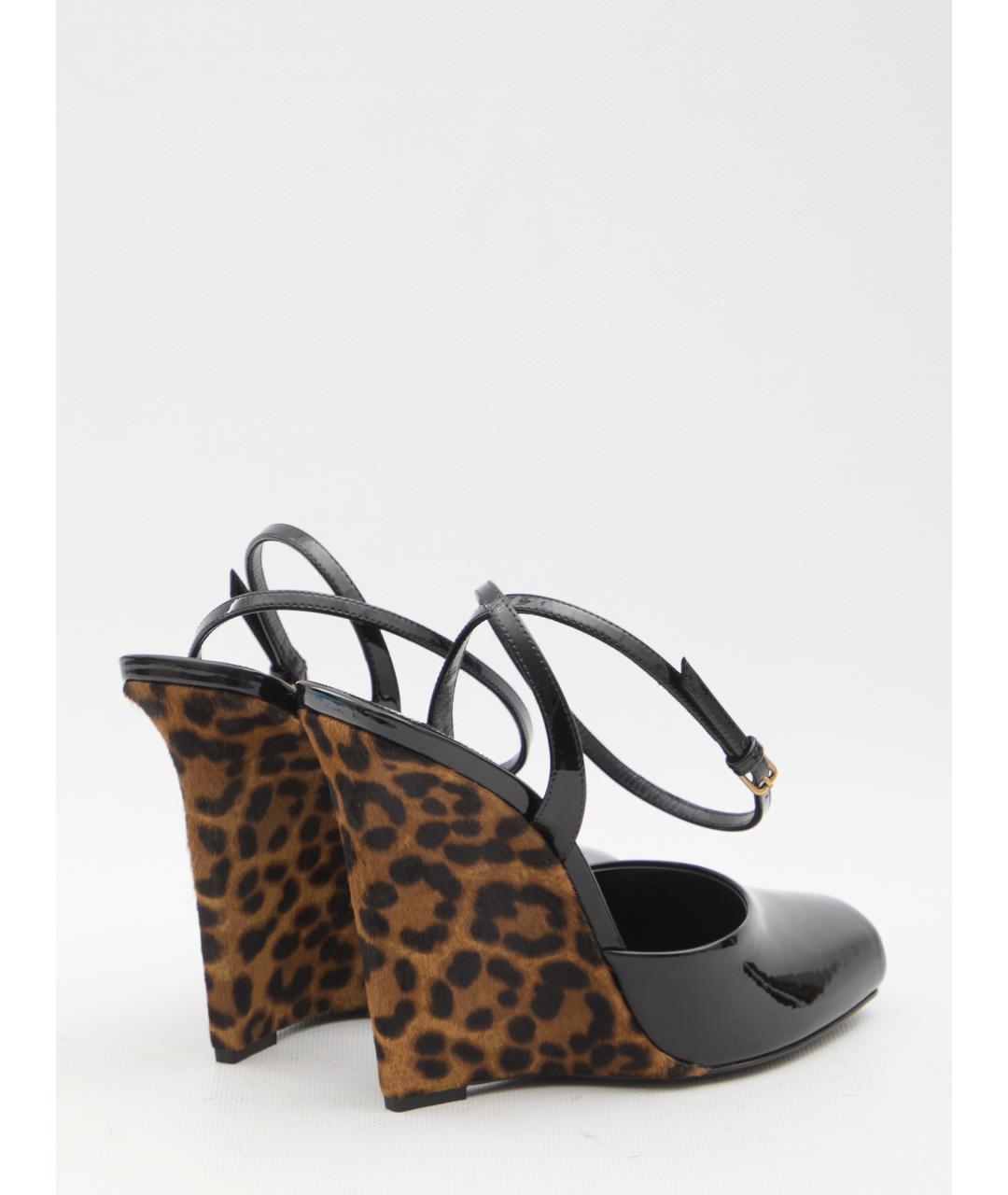 SAINT LAURENT Черные кожаные босоножки, фото 3