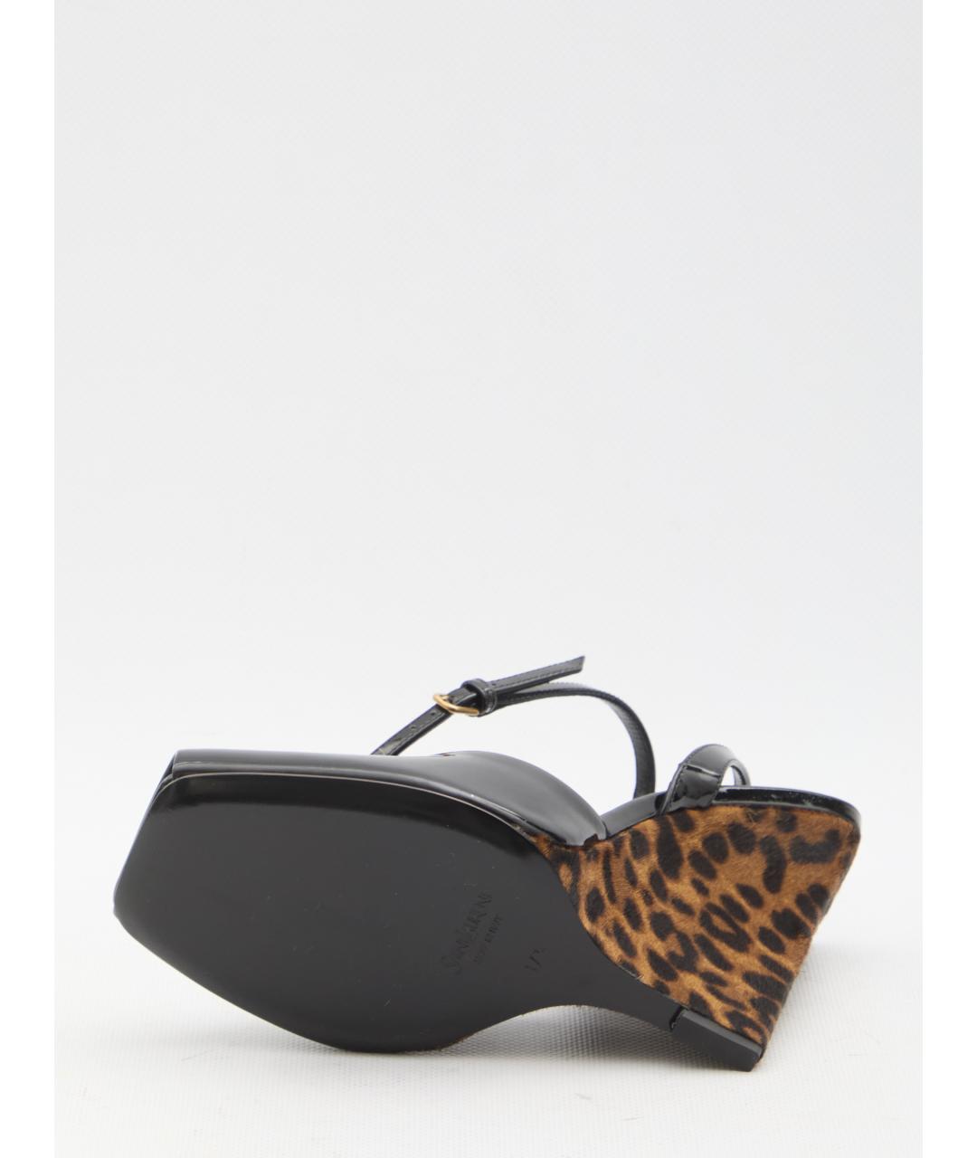 SAINT LAURENT Черные кожаные босоножки, фото 4