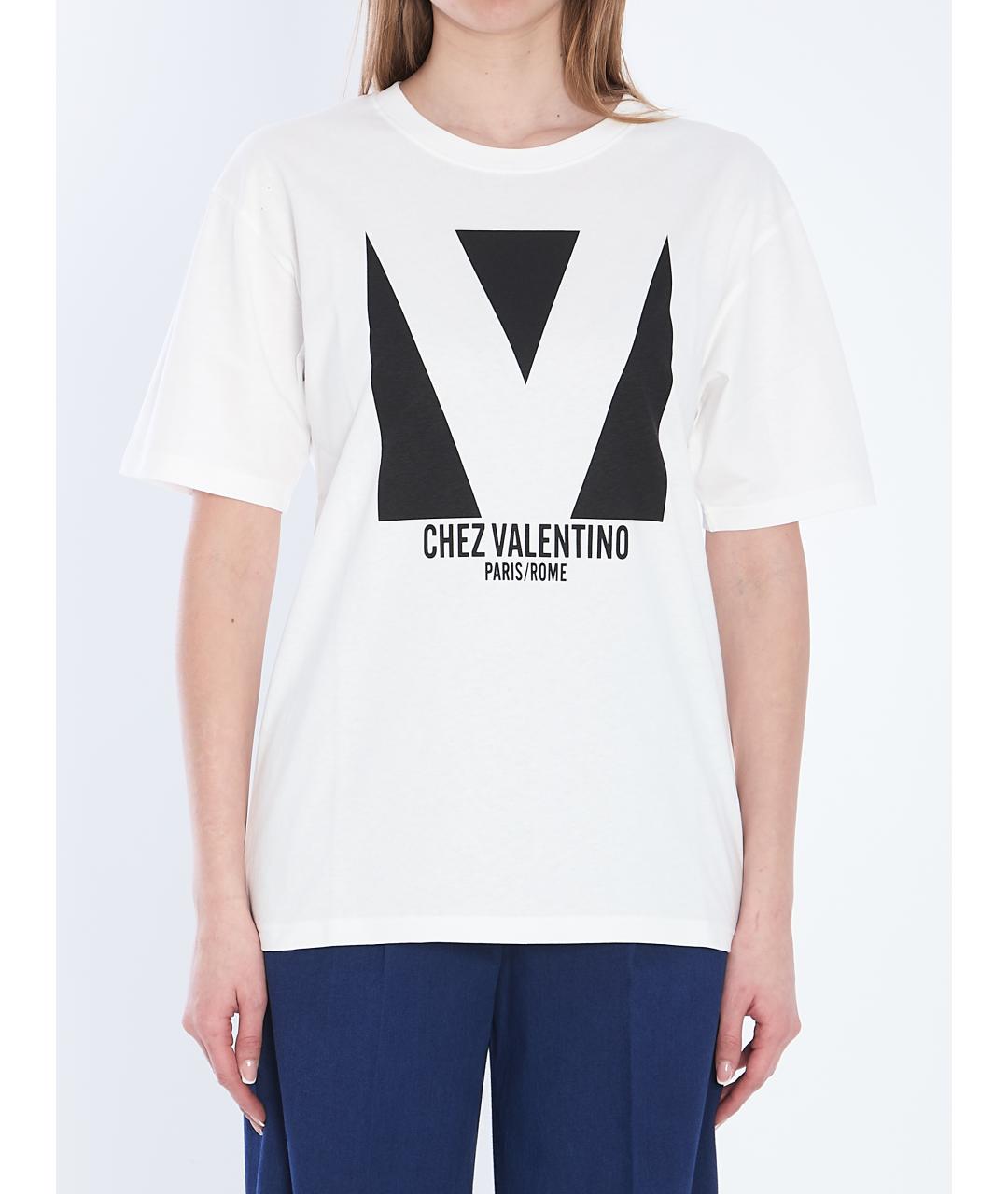 VALENTINO Белая хлопковая футболка, фото 2