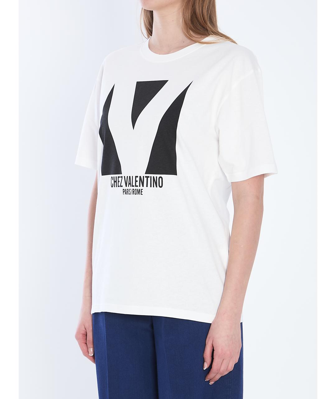 VALENTINO Белая хлопковая футболка, фото 3