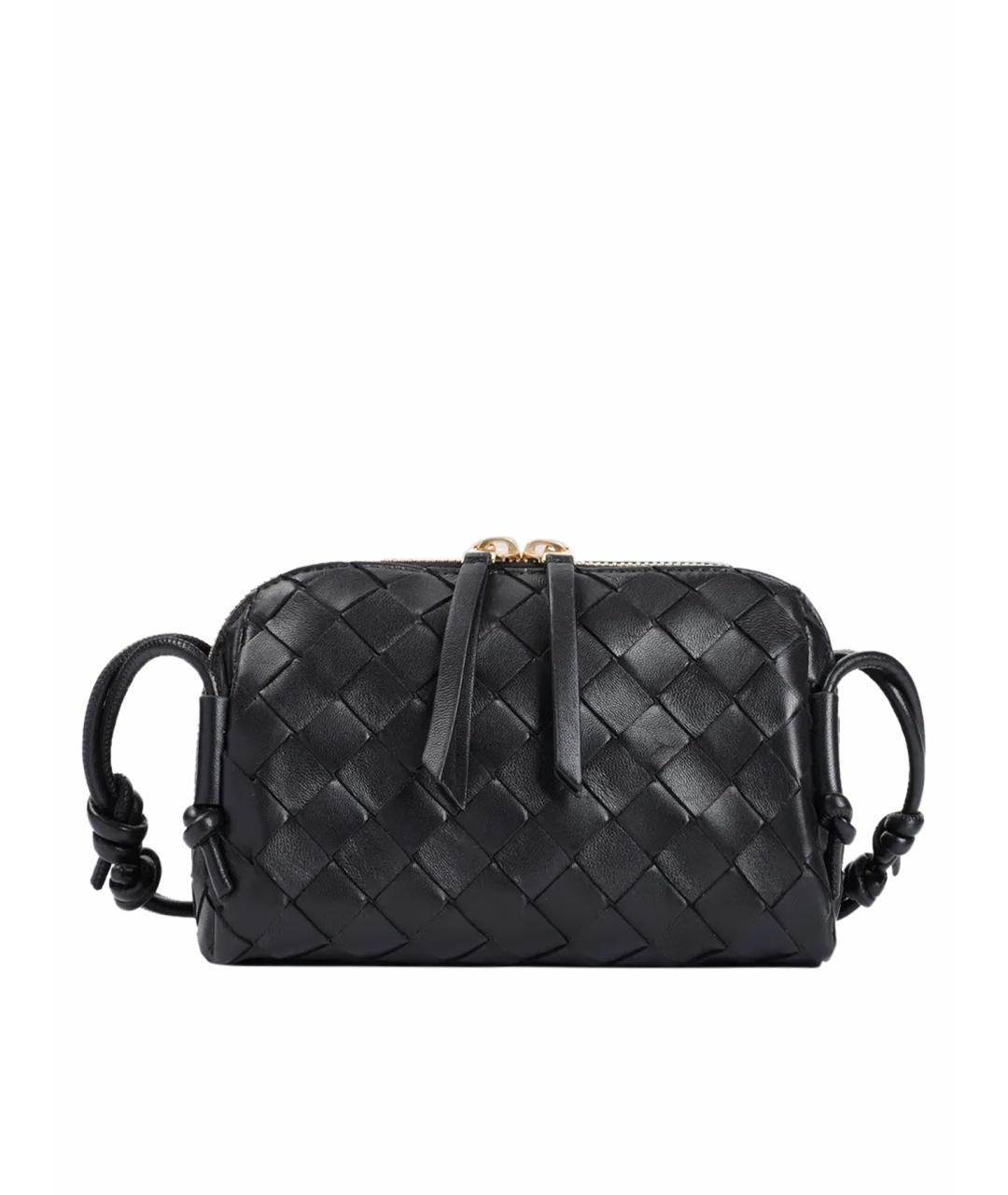 BOTTEGA VENETA Черная кожаная сумка через плечо, фото 1