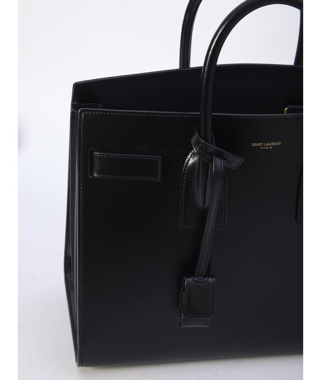 SAINT LAURENT Черная кожаная сумка тоут, фото 5