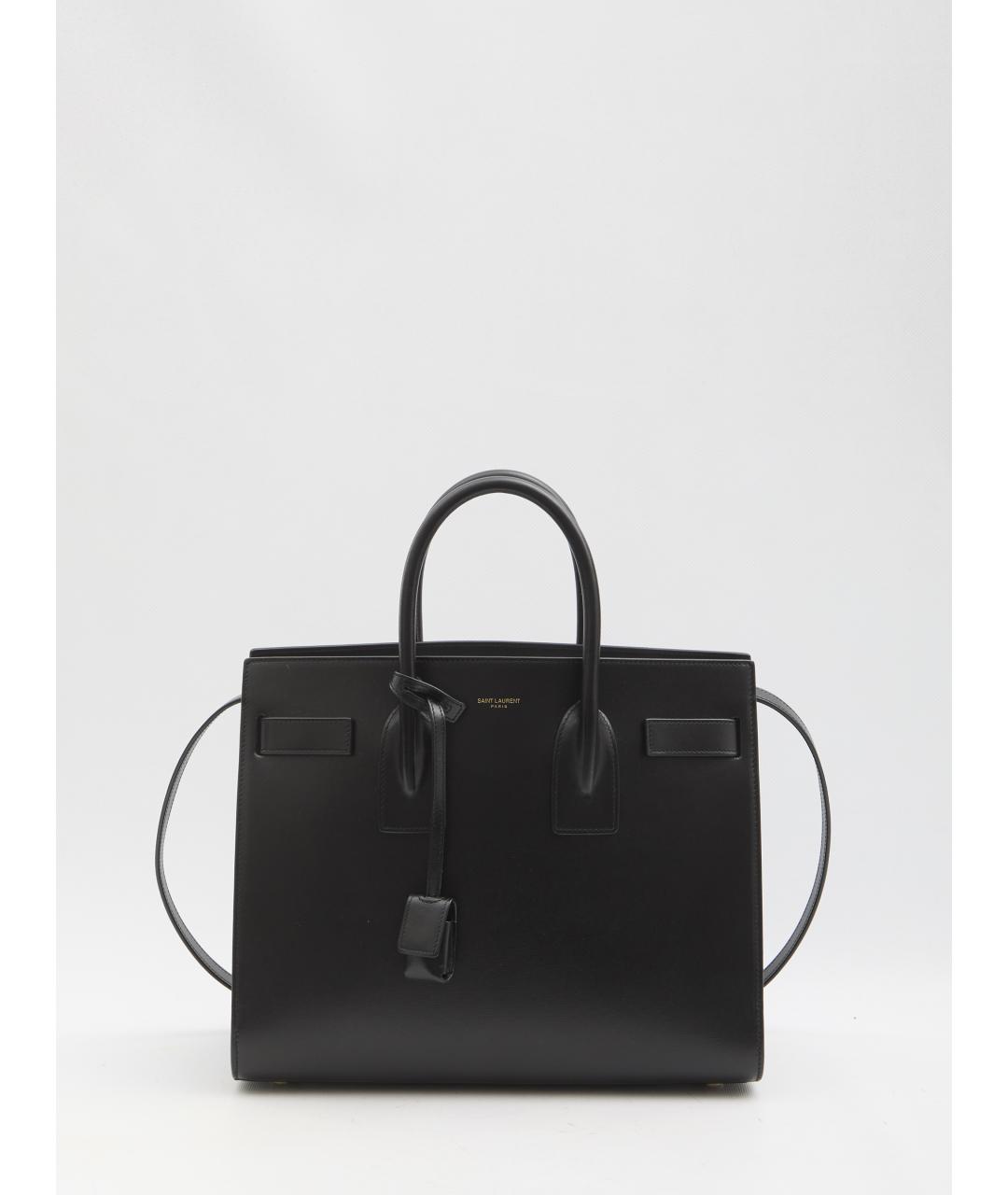 SAINT LAURENT Черная кожаная сумка тоут, фото 2