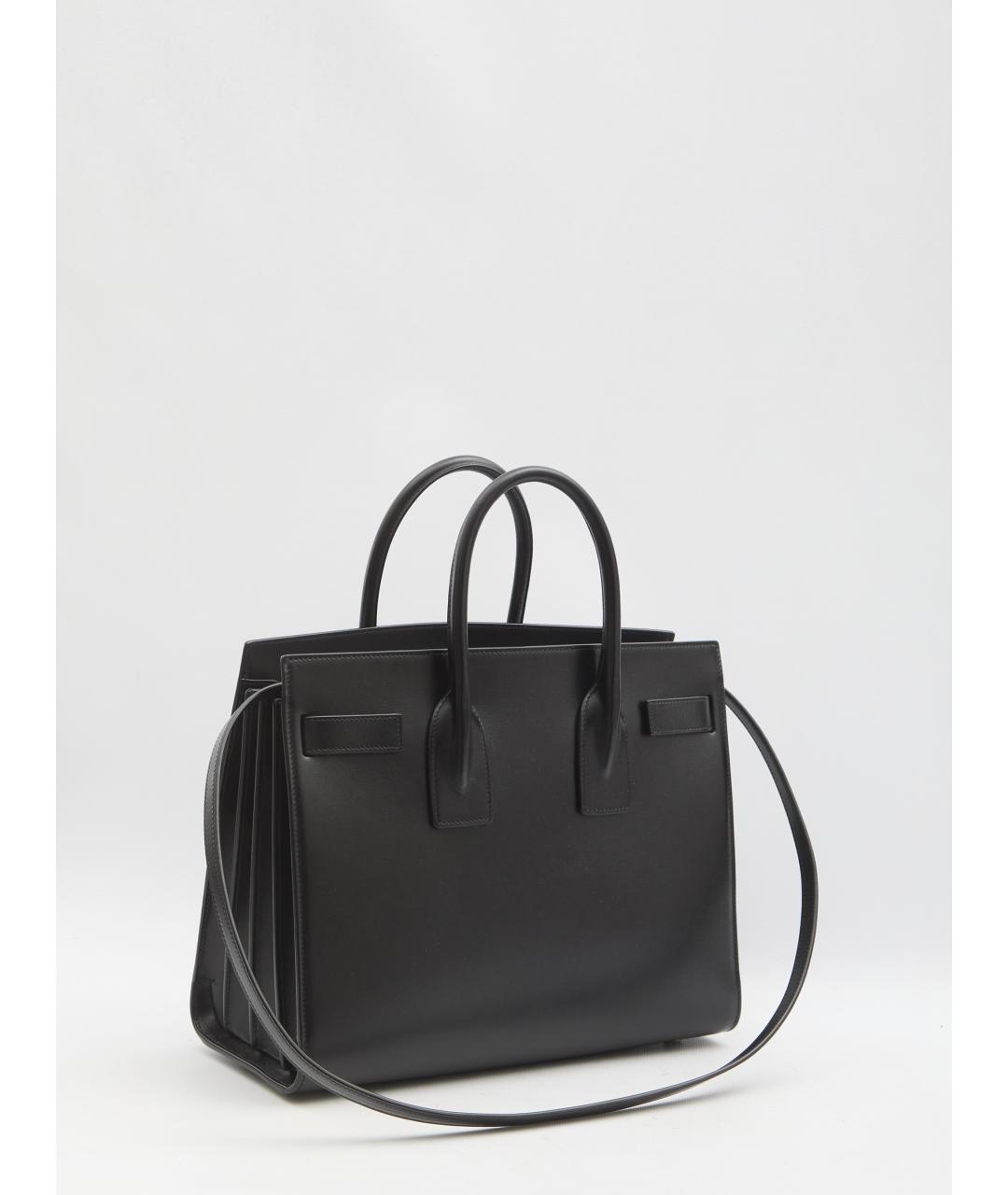 SAINT LAURENT Черная кожаная сумка тоут, фото 3
