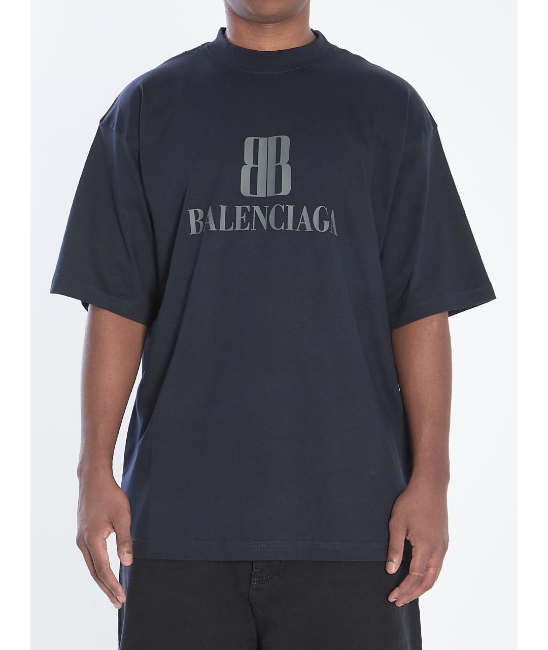 BALENCIAGA Черная хлопковая футболка, фото 2