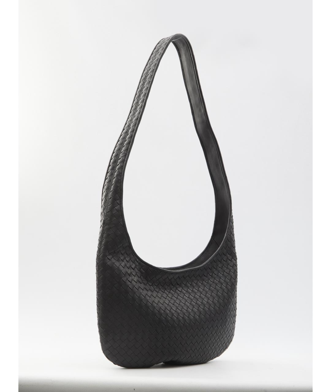 BOTTEGA VENETA Черная кожаная сумка на плечо, фото 2