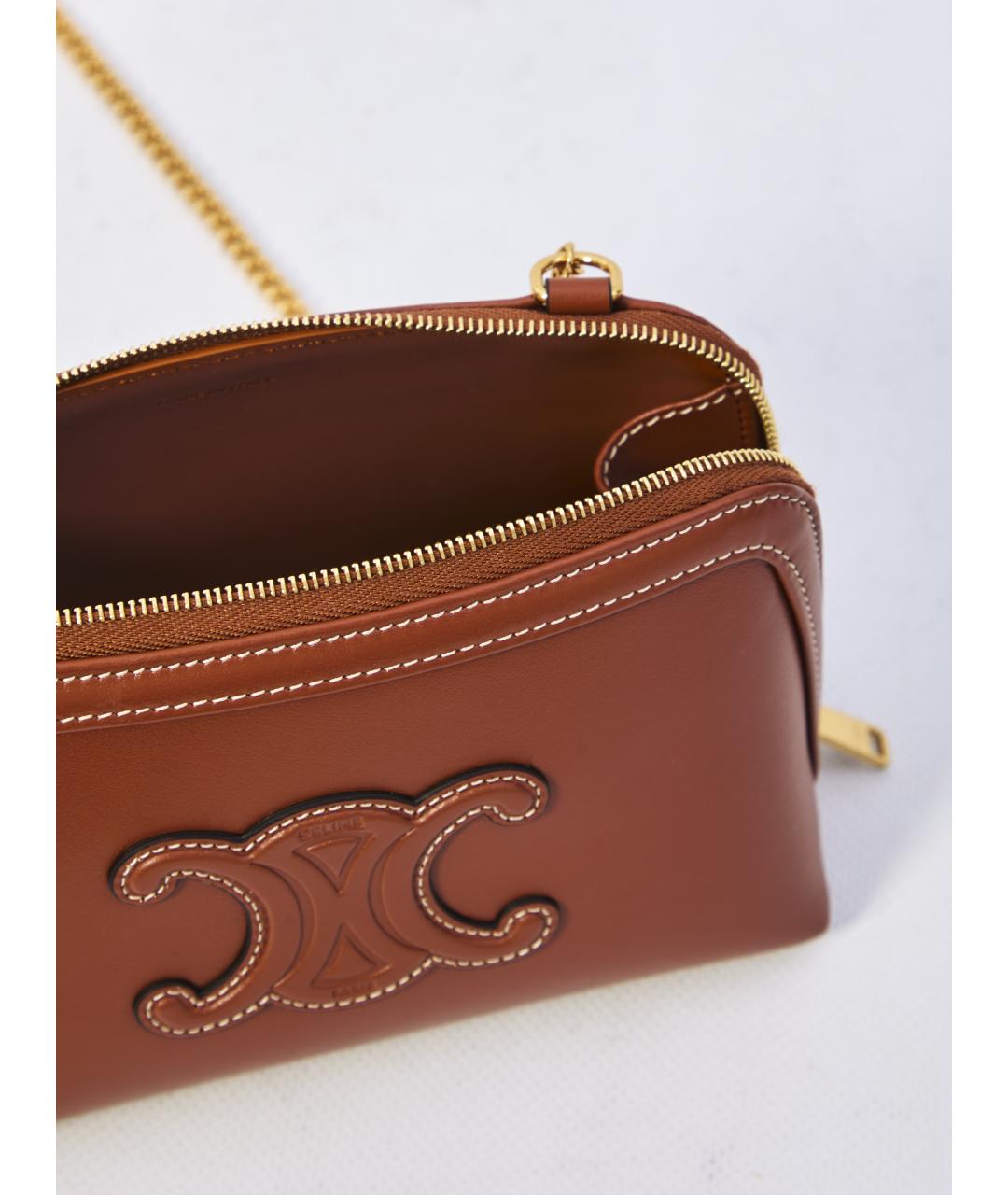 CELINE Бежевая кожаная сумка через плечо, фото 4