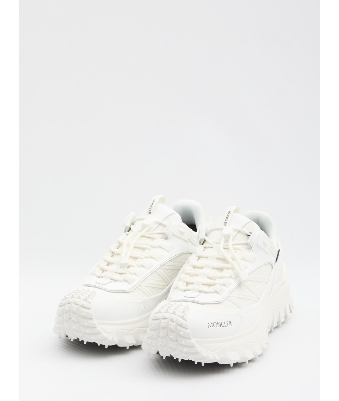 MONCLER Белые синтетические низкие кроссовки / кеды, фото 2