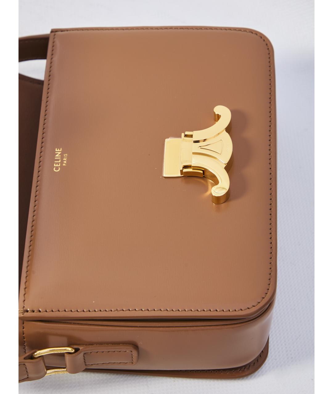 CELINE Коричневая кожаная сумка через плечо, фото 5
